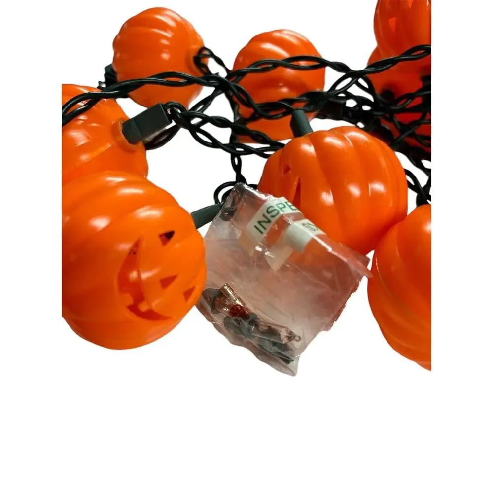 VTG EUC‎ 20 Electric Halloween Jack-o-lantern Blow Mold String Lights • Tested